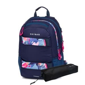 Oxybag Študentský batoh OXY Sport Flowers Blue + Etue zadarmo