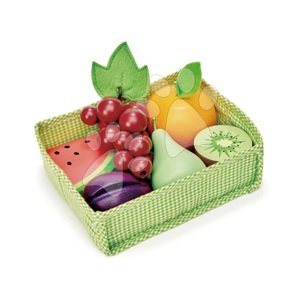 Drevené ovocie Fruity Crate Tender Leaf Toys 6 kusov v textilnom košíku