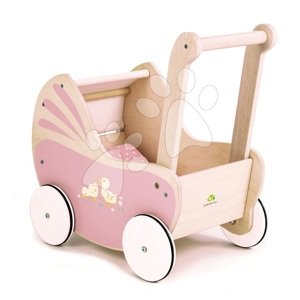 Drevený kočík Sweetiepie Dolly Pram Tender Leaf Toys s textilom pre 36 cm bábiku