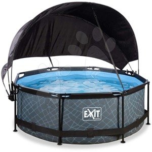 Bazén so strieškou a filtráciou Stone pool Exit Toys kruhový oceľová konštrukcia 244*76 cm šedý od 6 rokov