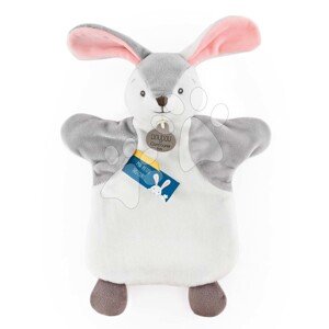 Plyšový zajačik na bábkové divadlo Bunny Doudou et Compagnie sivo-biely 25 cm od 0 mes