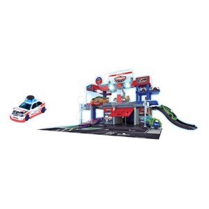 Garáž tuningová 2 poschodová Japan Series Tuning Garage Majorette so zvukom a svetlom s výťahom a autíčkom od 5 rokov