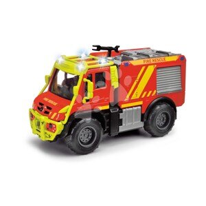 Autíčko hasičské Unimog U530 Fire Truck Majorette so zvukom a svetlom s gumenými kolieskami dĺžka 14 cm