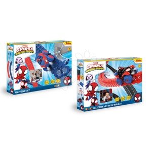 Flexibilné autodráhy Spidey Marvel Flextreme Set Asst Smoby sada 2 druhov s elektronickými autíčkami 184 dielov dráhy 4,40 m dĺžka s pavučinou od 4 rokov