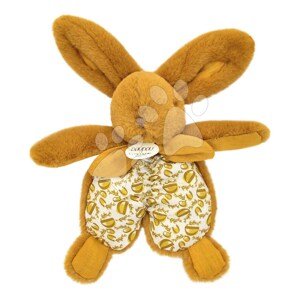 Plyšový zajačik na maznanie Bunny Comforter Ocher Doudou et Compagnie v darčekovom balení žltý 18 cm od 0 mes