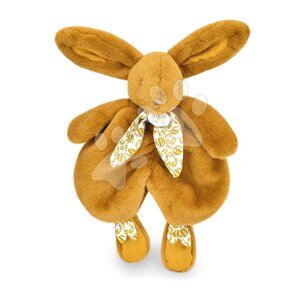 Plyšový zajačik na maznanie Bunny Comforter Ocher Doudou et Compagnie v darčekovom balení žltý 29 cm od 0 mes