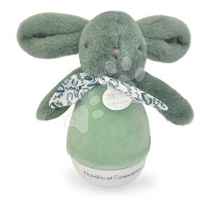 Plyšový zajačik Musical Night Light Sage Green Doudou et Compagnie s hudbou bielym šumom a svetlom zelený 16 cm od 0 mes