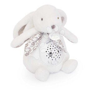 Plyšový zajačik Musical Night Light Star Projector White Doudou et Compagnie so svetlom hudbou a bielym šumom biely 19 cm od 0 mes