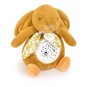 Plyšový zajačik Musical Night Light Star Projector Ocher Doudou et Compagnie so svetlom hudbou a bielym šumom žltý 19 cm od 0 mes