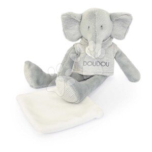 Plyšový sloník Elephant Sweety Doudou et Compagnie v darčekovom balení sivý 25 cm od 0 mes