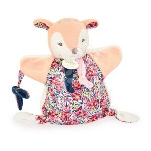 Plyšový jelenček na bábkové divadlo Puppet Deer Boh'aime Doudou et Compagnie ružový 25 cm od 0 mes
