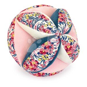 Senzorická loptička pre rozvoj zmyslov bábätka Deer Boh'aime Doudou et Compagnie s hrkálkou ružová 15 cm od 0 mes