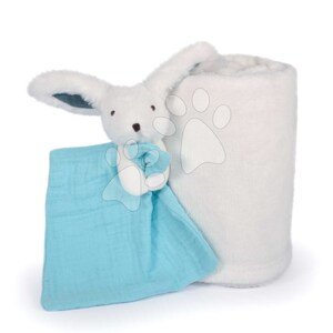 Deka pre najmenších so zajačikom na maznanie Happy Pop Doudou et Compagnie v darčekovom balení biela 70*100 cm od 0 mes DC3980
