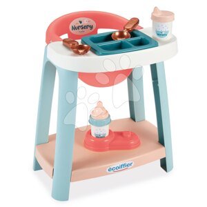 Jedálenská stolička Nursery Écoiffier pre 30 cm bábiku s fľaškou na kŕmenie a doplnkami od 18 mes