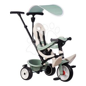 Trojkolka a kočík v jednom s vysokou opierkou Baby Balade Tricycle Life Smoby so slnečníkom brzdou a tichými EVA kolesami zelená od 10 mes