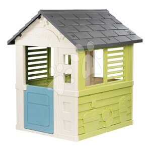 Domček s polovičnými dverami Jolie Playhouse Life Smoby zeleno-modrý s 3 oknami a 2 žalúziami s UV filtrom od 24 mes - model 2025