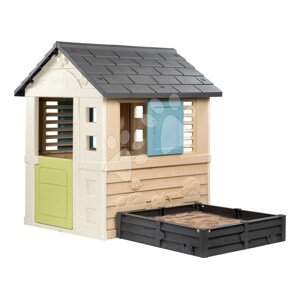 Domček s pieskoviskom a záhradkou 2v1 Square Playhouse Life Smoby 3 okná s 2 žalúziami a okenicami s UV filtrom od 24 mes - model 2025