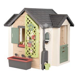 Domček pre záhradníka s kvetináčmi Garden House Life Smoby rozšíriteľný s odkvapom a mriežka s kŕmidlom pre vtáčiky 135 cm s UV filtrom od 24 mes - model 2025