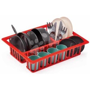 Sušička riadu Draining Board 100% Chef Écoiffier 25 cm s taniermi pohármi a príbormi 19 dielov od 18 mes