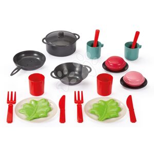 Piknikový košík s obedovou súpravou 100% Chef Écoiffier 23 cm s hrncom panvicou príbormi a makrónkami 22 dielov od 18 mes