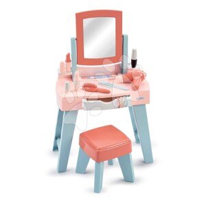 Kozmetický stolík so stoličkou Mademoiselle My First Beauty Table Écoiffier so sušičom na vlasy 11 doplnkov od 12 mes