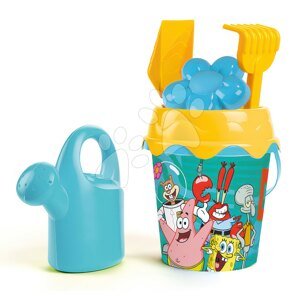 Vedro set s krhlou Sponge Bob Garnished Bucket Smoby 6 dielov s lopatkou hrabličkami a formičkou 18 cm výška od 18 mes SM862152