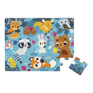 Senzorické puzzle Lesné zvieratká Tactile Puzzle Janod na rozvoj hmatu 20 dielov od 24 mes J02685