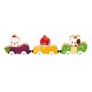 Drevený magnetický vláčik Zvieratká z farmy Magnetic Farm Animals Janod od 24 mes J03316