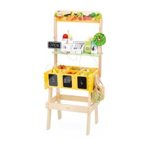 Drevený obchod Farm Market Merchant Janod s pokladňou váhou ovocím a zeleninou