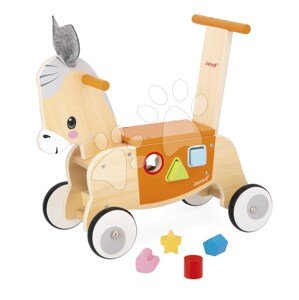 Drevené odrážadlo Somárik Donkey Ride-On Janod s vkladačkou od 12 mes J03325