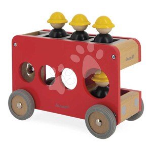 Drevené požiarnicke auto Fire Engine Bolid Janod 4 figúrky hasičov od 24 mes J04632