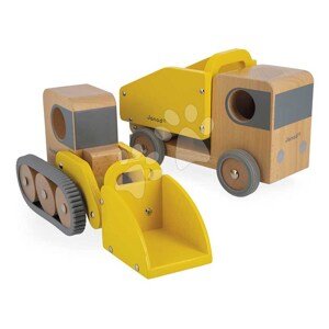 Drevené nákladné autíčka Dump Truck and Bulldozer Bolid Janod bager a sklápač od 24 mes J04634