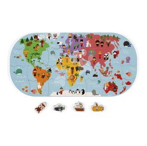 Puzzle do vody Mapa sveta Bath Explorers Puzzle Janod plastové 28 dielov J04719