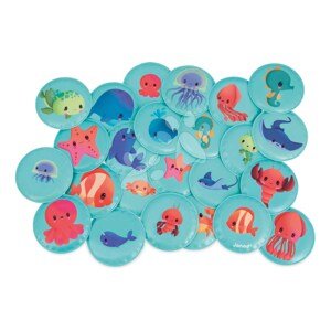 Pexeso do vody Morské zvieratká Memo Game Baby Animals Janod mäkké 24 dielov od 24 mes J04723