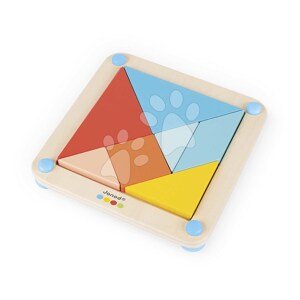 Drevené origami Montessori Tangram Essentiel Janod s predlohami 25 kariet od 24 mes J05070