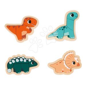Drevené vkladacie puzzle Dinosaury 4v1 Dino Progressive Puzzle Janod 2-3-4-5 dielov od 18 mes J05824