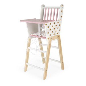 Drevená jedálenská stolička pre bábiku Candy Chic High Chair Janod s vankúšikom pre 42 cm bábiku J05888