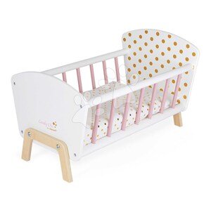Drevená postieľka pre bábiku Candy Chic Doll's Bed Janod s vankúšikom a perinkou pre 42 cm bábiku J05889