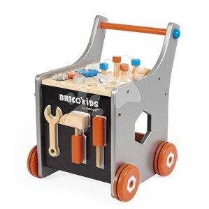 Drevené chodítko a vozík s náradím Magnetic DIY Trolley BricoKids Janod 25 dielov od 18 mes J06478