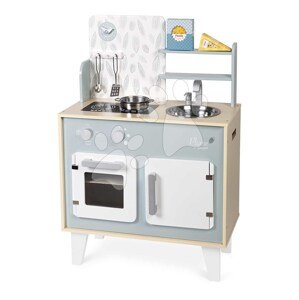 Drevená kuchynka Plume Cooker Janod s otočnými gombíkmi 5 doplnkov J06608