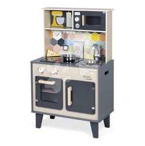 Drevená kuchynka Mozaic Big Cooker Janod s LED doskou a zvukovými efektmi 6 doplnkov J06609