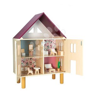 Drevený domček pre bábiky Twist Doll's House Janod 3-poschodový 11 doplnkov J06617
