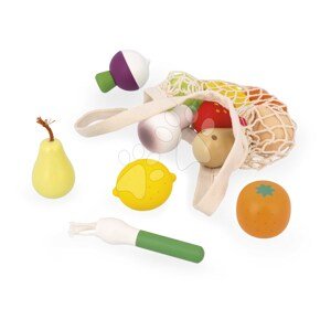 Drevená zelenina a ovocie v sieťke Fruits & Vegetables Net Shiny Grandma Janod 12 dielov J06639