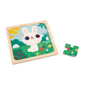 Drevené puzzle pre najmenších Trio Zvieratká Janod s predlohou 27 dielov od 18 mes J07113