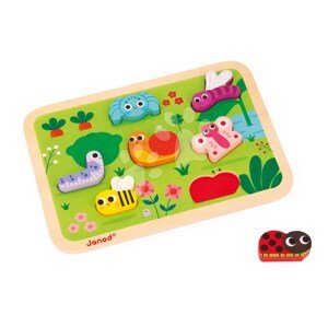 Drevené vkladacie puzzle pre najmenších Záhrada The Garden Chunky Puzzle Janod 7 dielov od 18 mes