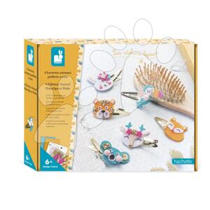 Sada na výrobu šperkov Sponky do vlasov Zvieratká Glittery Animal Hairclips Atelier Janod na výrobu 6 kusov šperkov od 6 rokov J07997