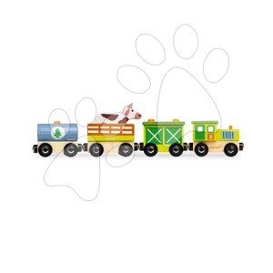 Drevený vláčik Farma Story Farm Train Janod 5 dielov od 24 mes J08578