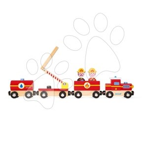 Drevený vláčik Požiarnici Story Firefighters Train Janod 6 dielov od 24 mes J08590