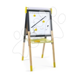 Drevená magnetická tabuľa Adjustable Board Janod obojstranná polohovateľná žlto-šedá 14 doplnkov J09630