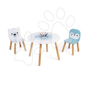 Drevený stolík so stoličkami Table and Chairs Polar Janod s pohárikom na farbičky J09650